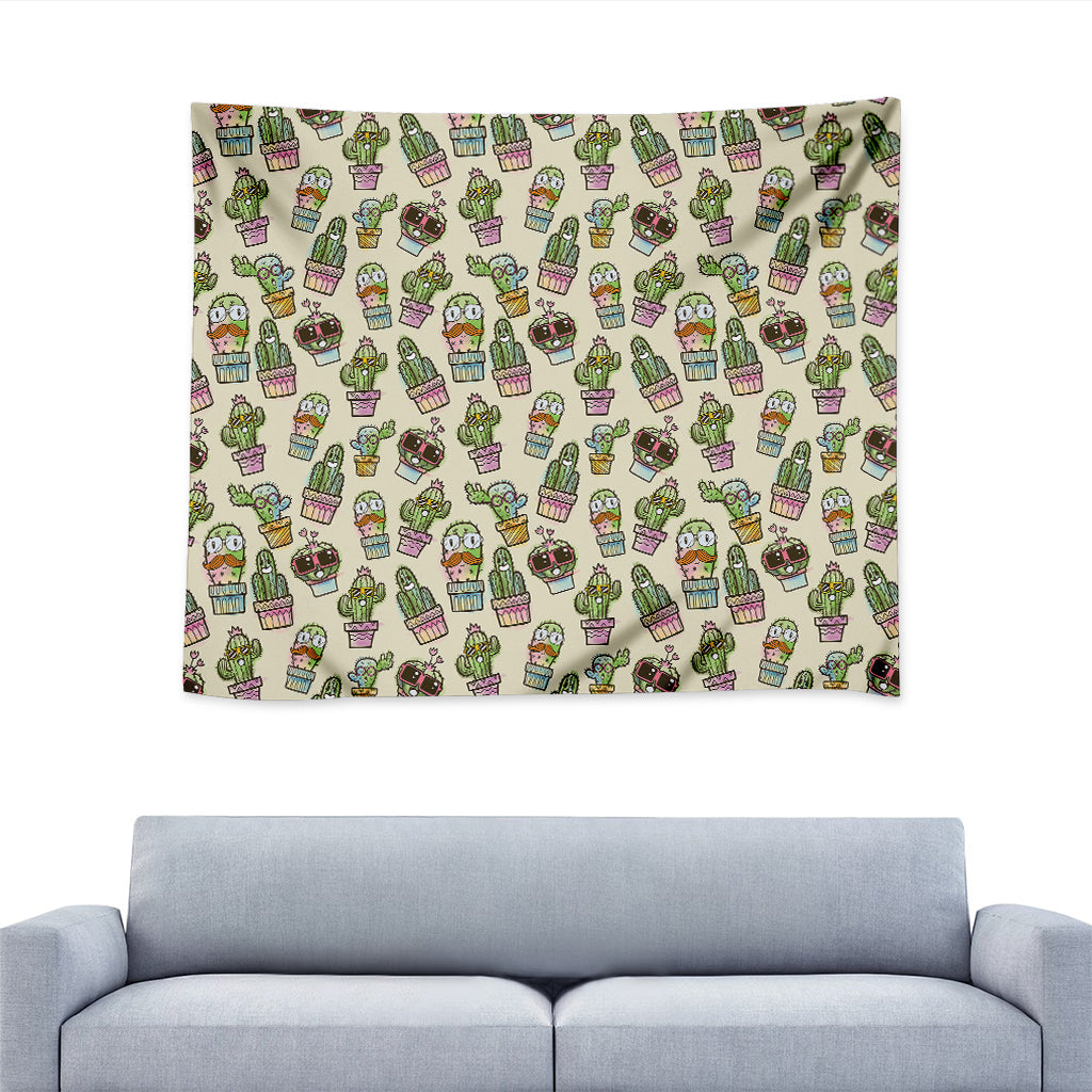 Cute Cartoon Cactus Pattern Print Tapestry