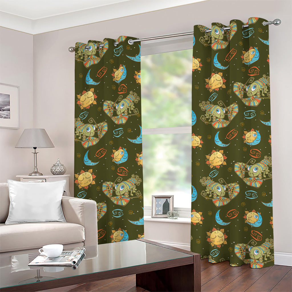 Cute Cartoon Cancer Pattern Print Grommet Curtains