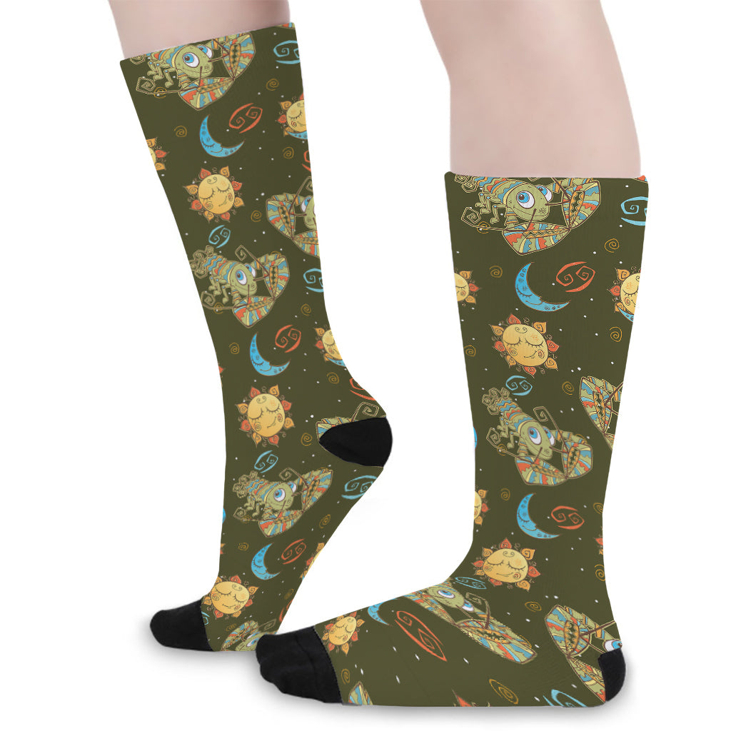 Cute Cartoon Cancer Pattern Print Long Socks