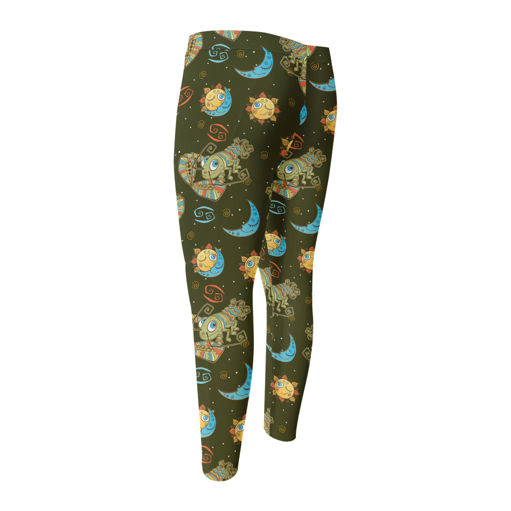 Cute Cartoon Cancer Pattern Print Men's Compression Pants