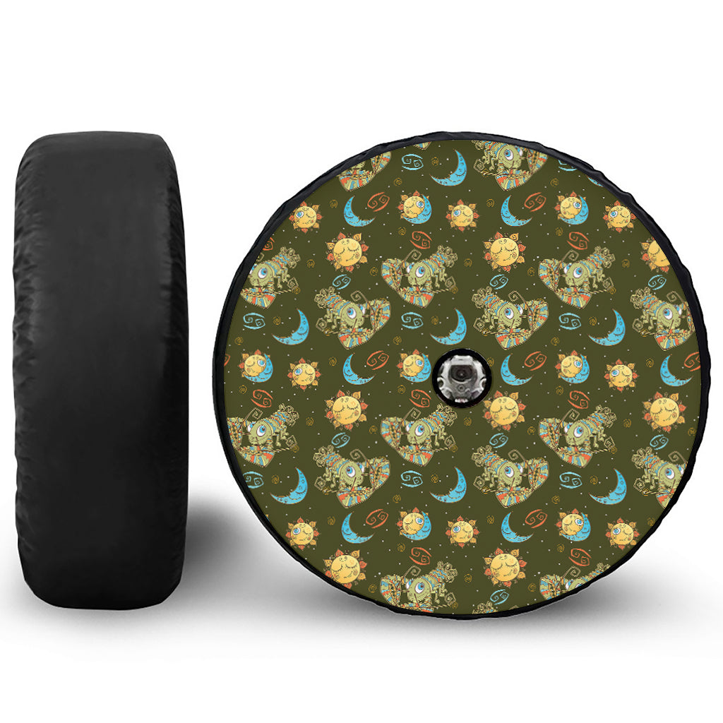 Cute Cartoon Cancer Pattern Print Tire Cover With Camera Hole