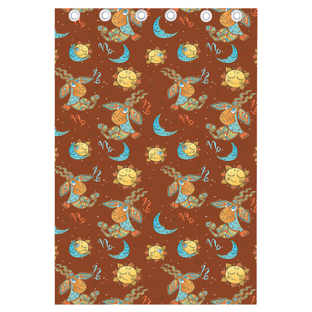 Cute Cartoon Capricorn Pattern Print Curtain