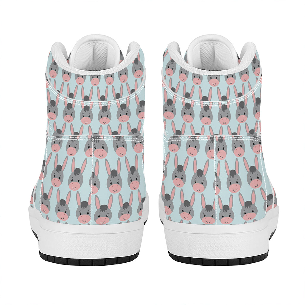 Cute Cartoon Donkey Pattern Print High Top Leather Sneakers