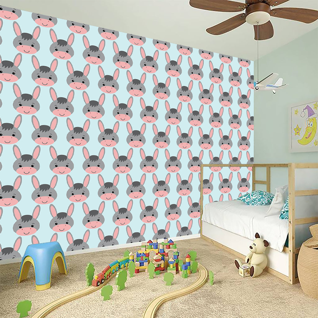 Cute Cartoon Donkey Pattern Print Wall Sticker