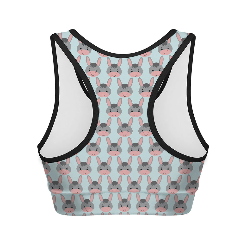 Cute Cartoon Donkey Pattern Print Women's Sports Bra
