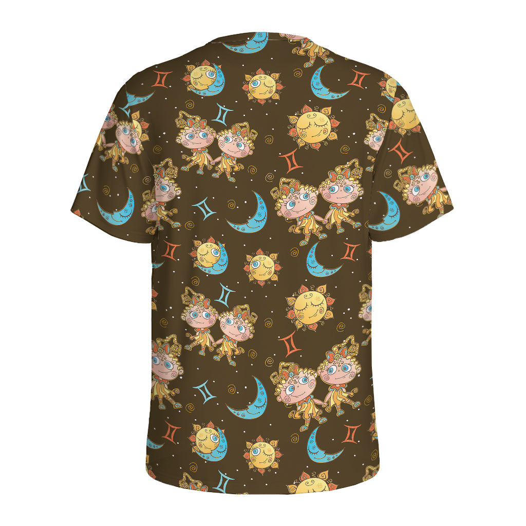 Cute Cartoon Gemini Pattern Print Men's Sports T-Shirt