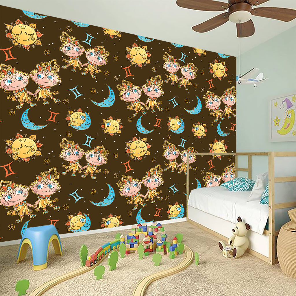 Cute Cartoon Gemini Pattern Print Wall Sticker