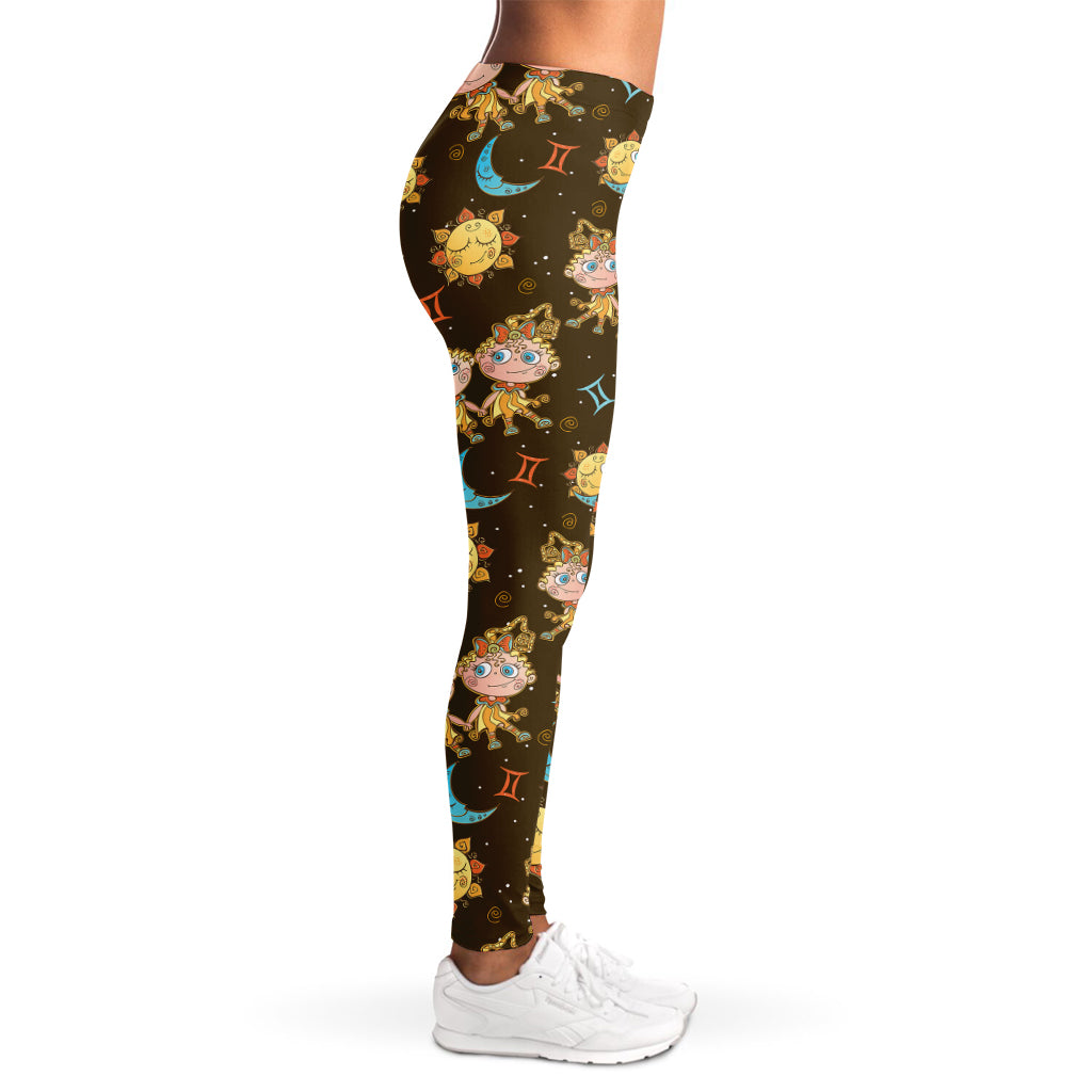 Cute Cartoon Gemini Pattern Print Women's Leggings