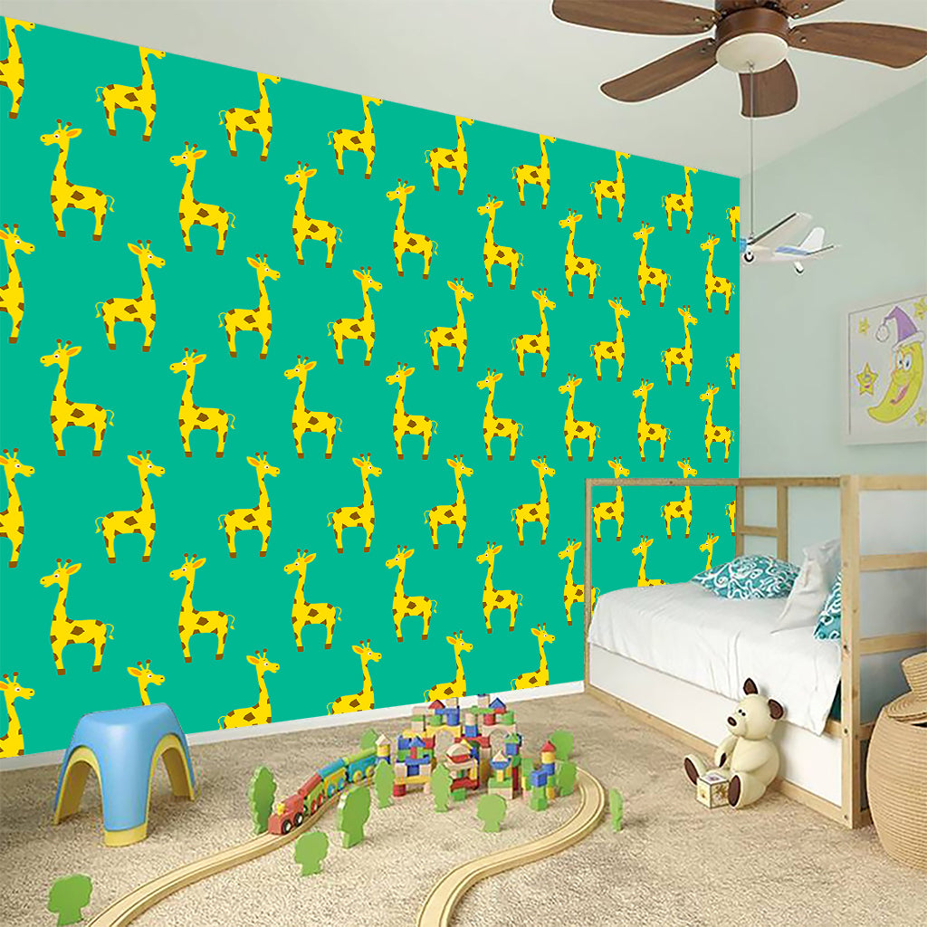 Cute Cartoon Giraffe Pattern Print Wall Sticker
