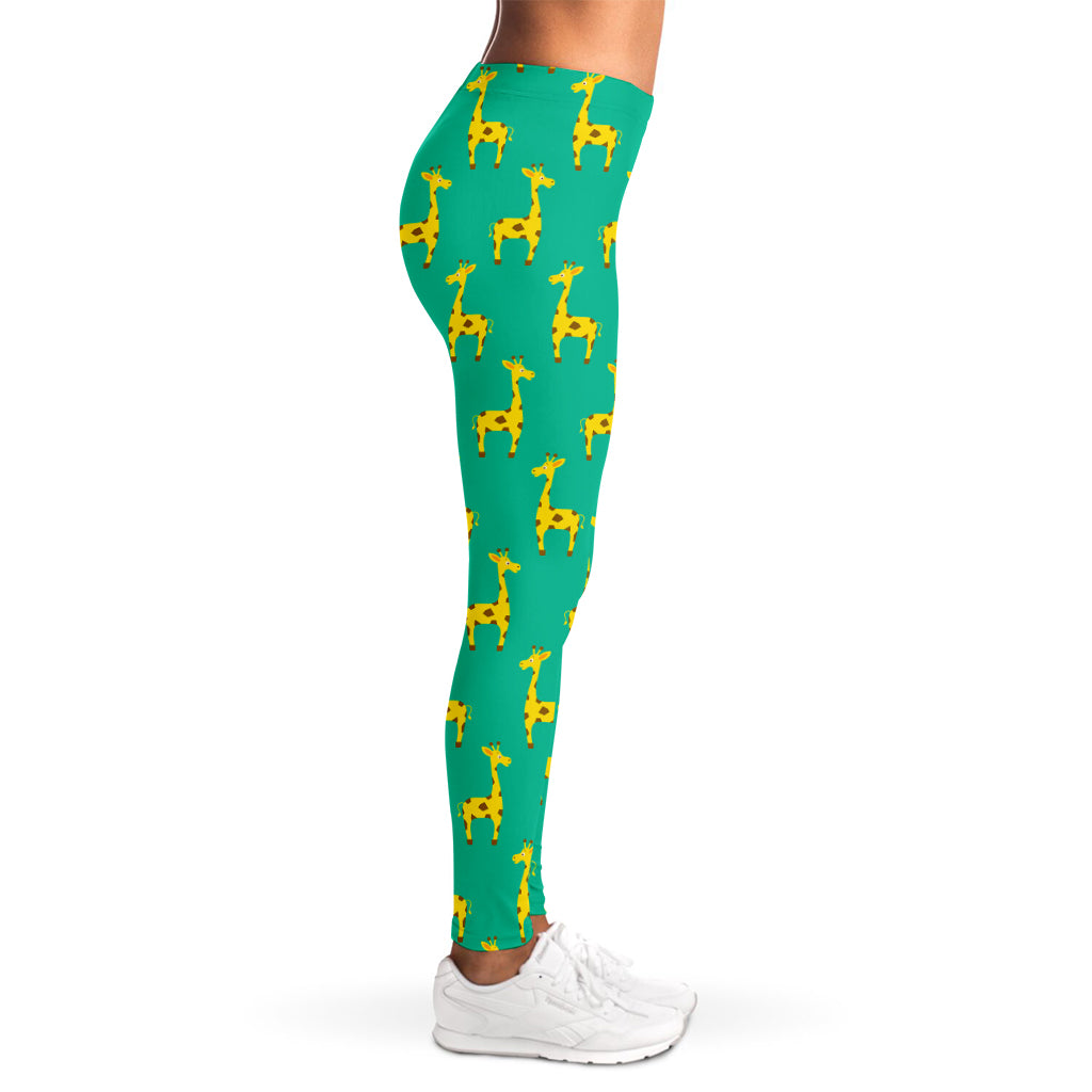 Cute Cartoon Giraffe Pattern Print Women's Leggings