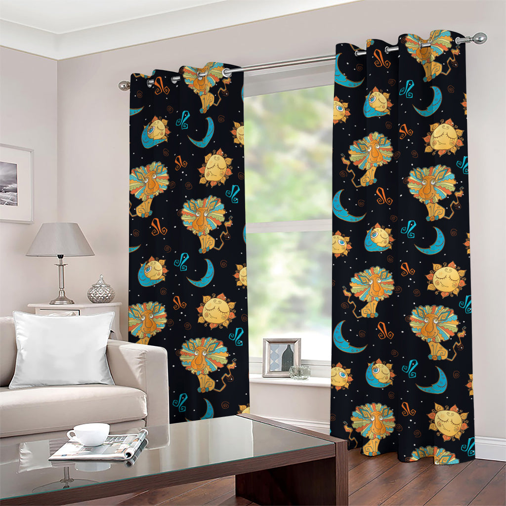 Cute Cartoon Leo Pattern Print Grommet Curtains