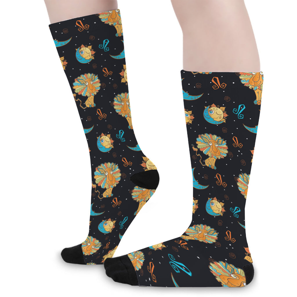 Cute Cartoon Leo Pattern Print Long Socks
