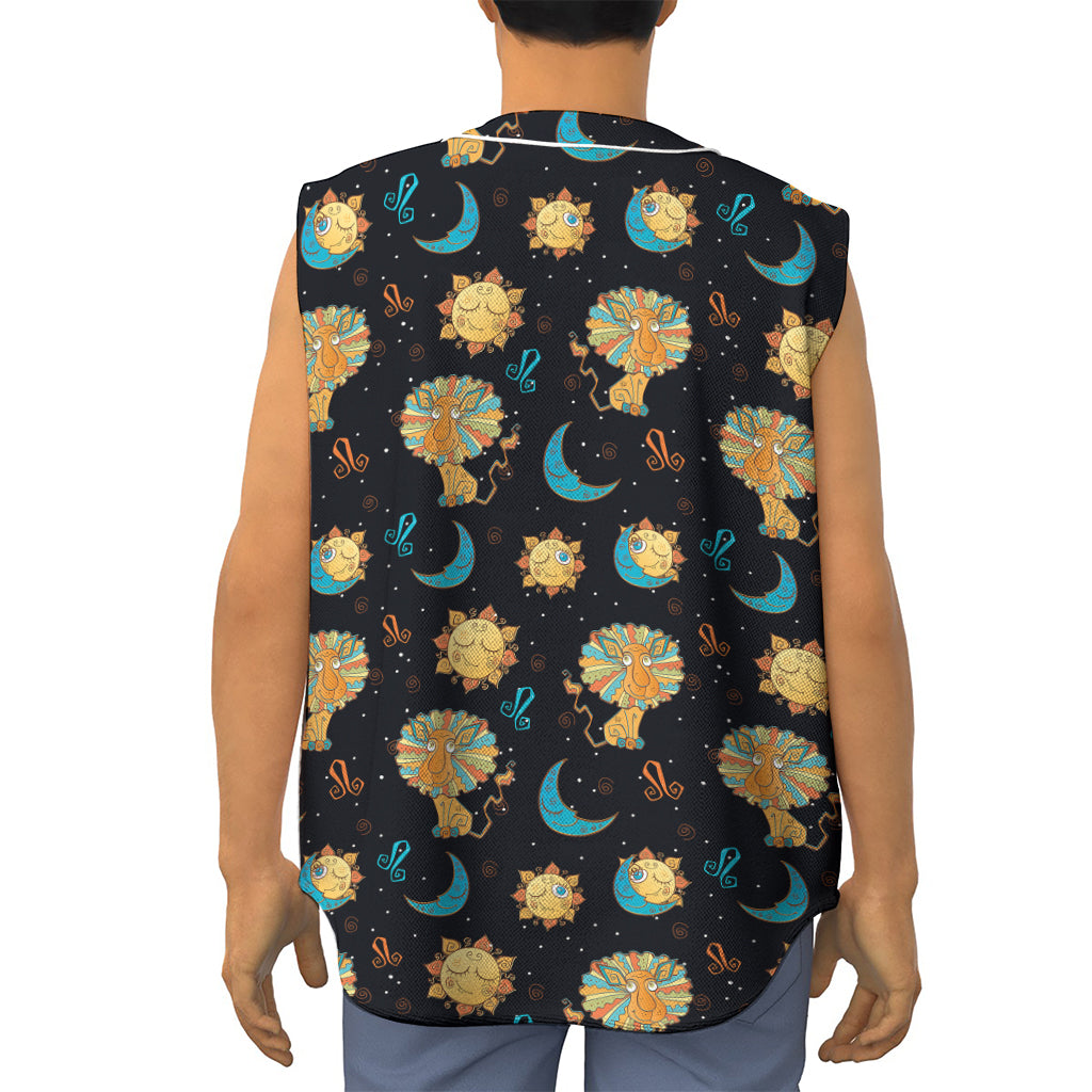 Cute Cartoon Leo Pattern Print Sleeveless Baseball Jersey
