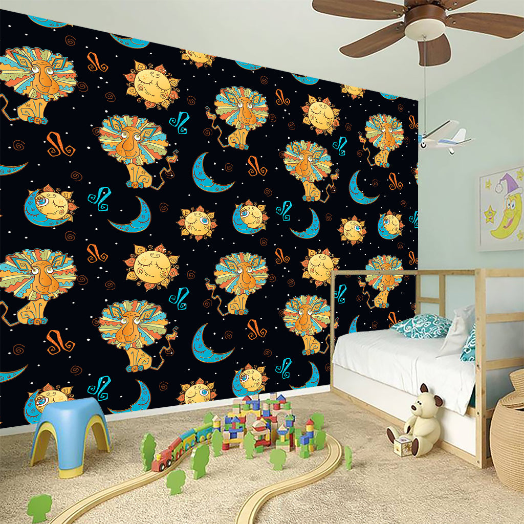 Cute Cartoon Leo Pattern Print Wall Sticker