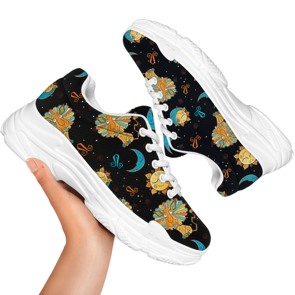Cute Cartoon Leo Pattern Print White Chunky Shoes
