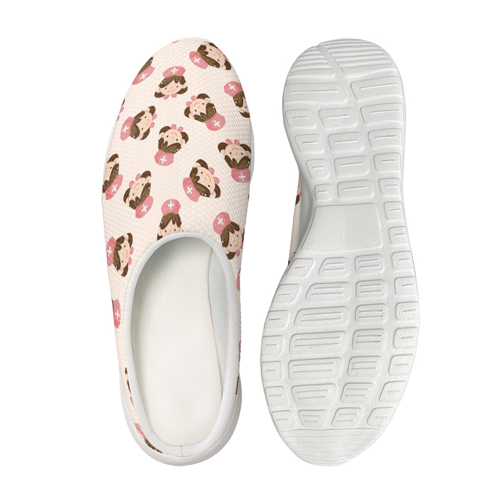Cute Cartoon Nurse Pattern Print Mesh Casual Shoes