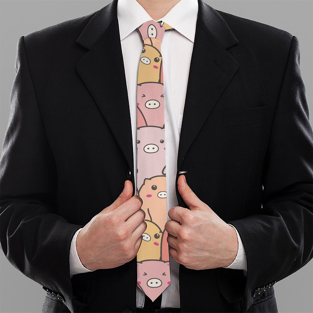 Cute Cartoon Pig Pattern Print Necktie