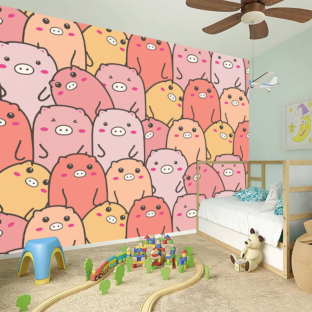 Cute Cartoon Pig Pattern Print Wall Sticker