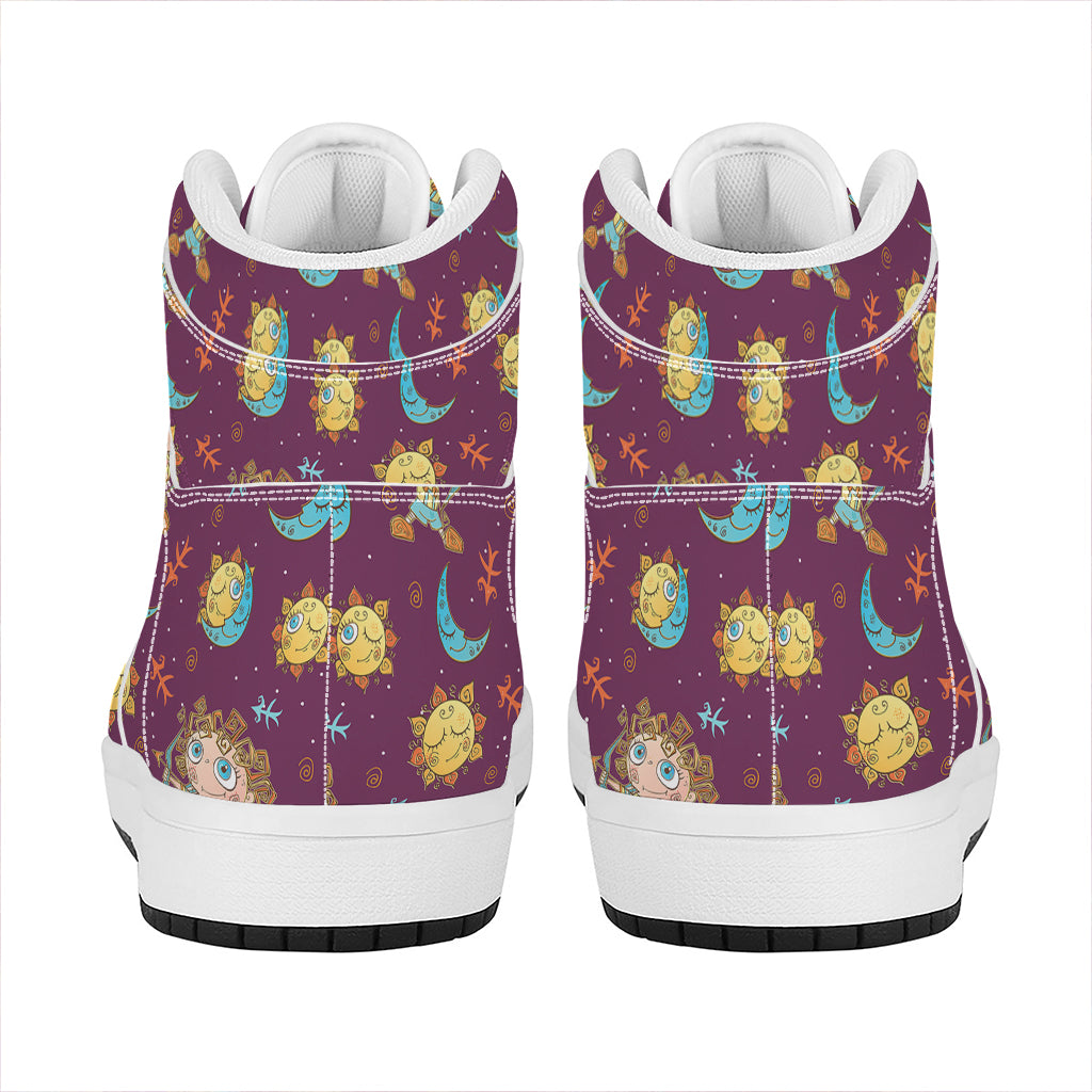 Cute Cartoon Sagittarius Pattern Print High Top Leather Sneakers