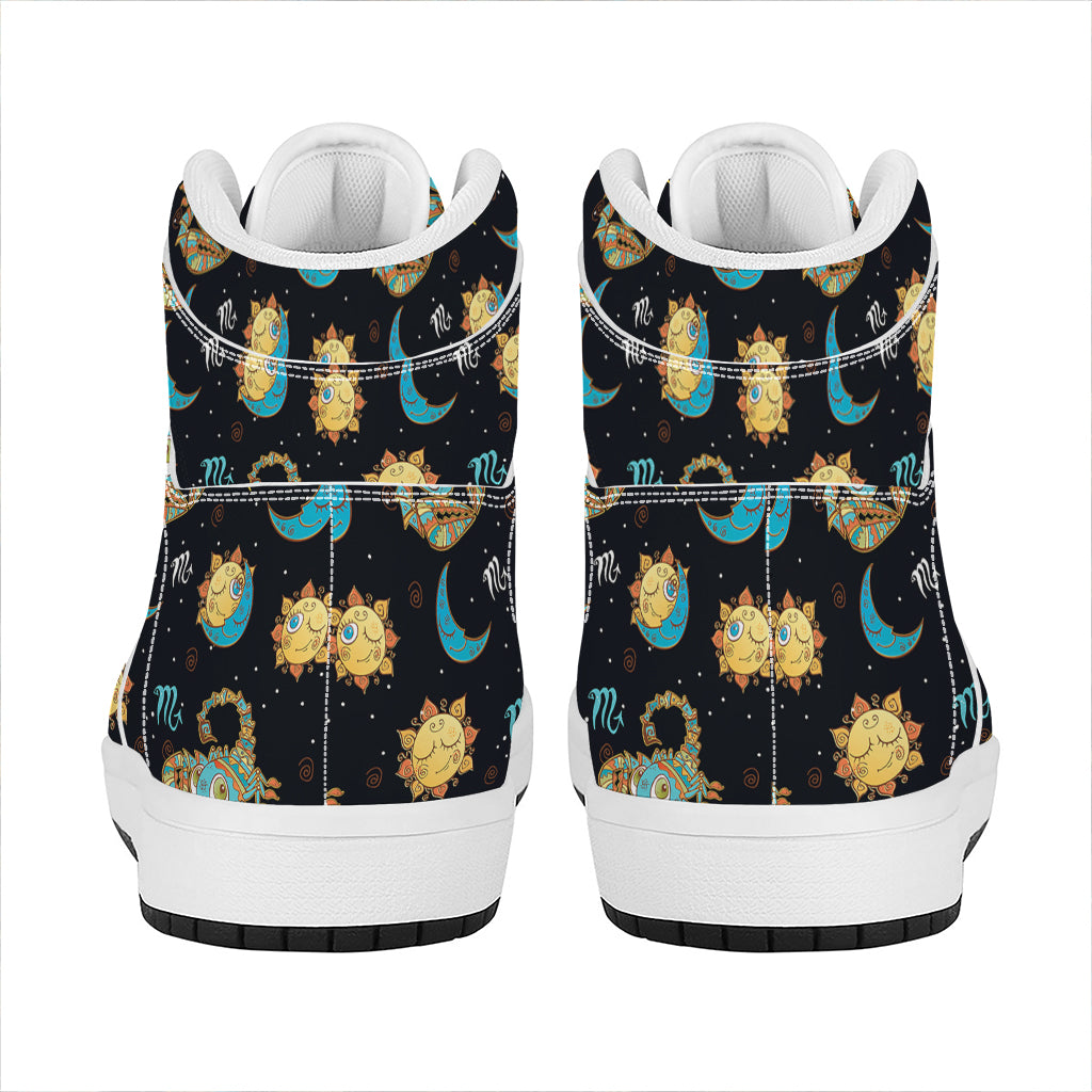 Cute Cartoon Scorpio Pattern Print High Top Leather Sneakers