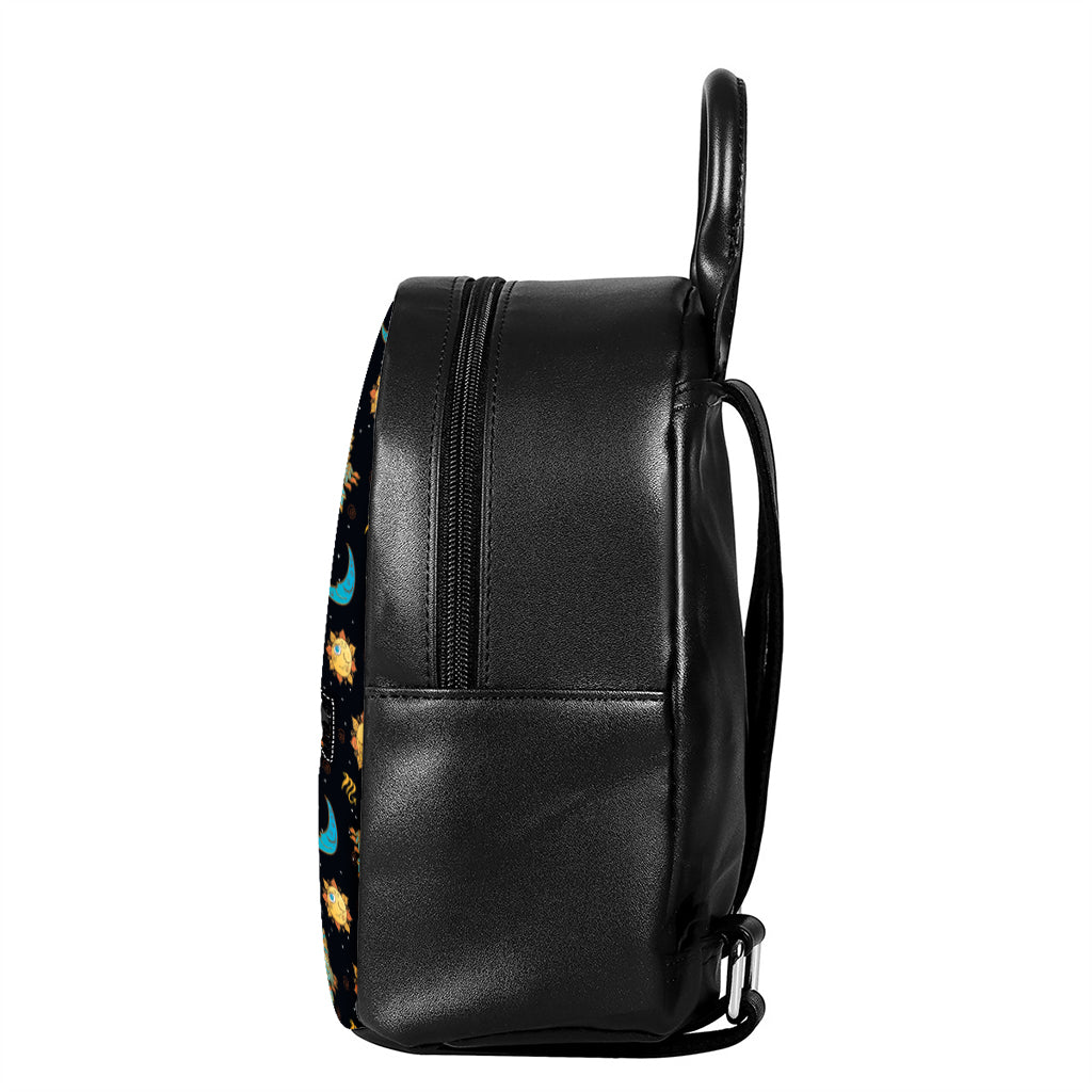 Cute Cartoon Scorpio Pattern Print Leather Backpack