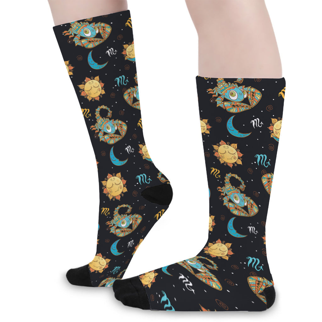 Cute Cartoon Scorpio Pattern Print Long Socks