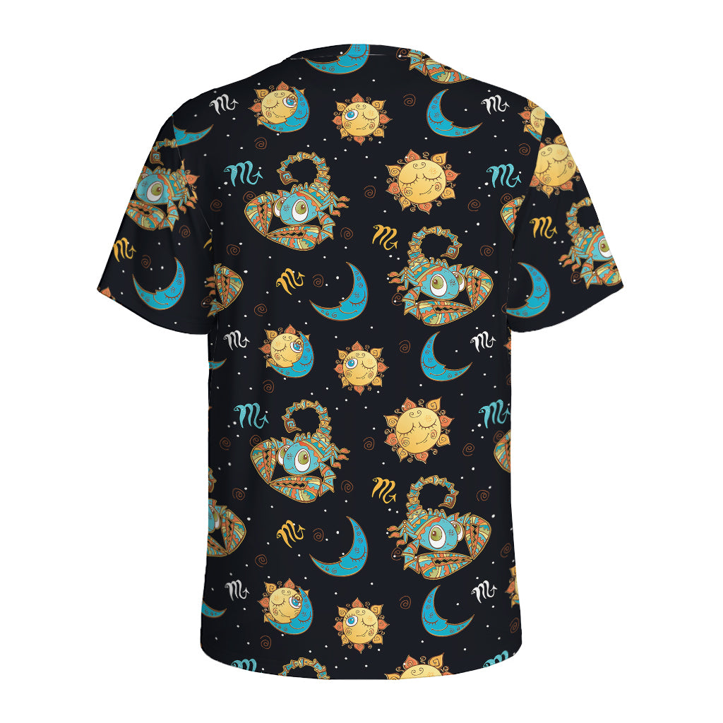 Cute Cartoon Scorpio Pattern Print Men's Sports T-Shirt