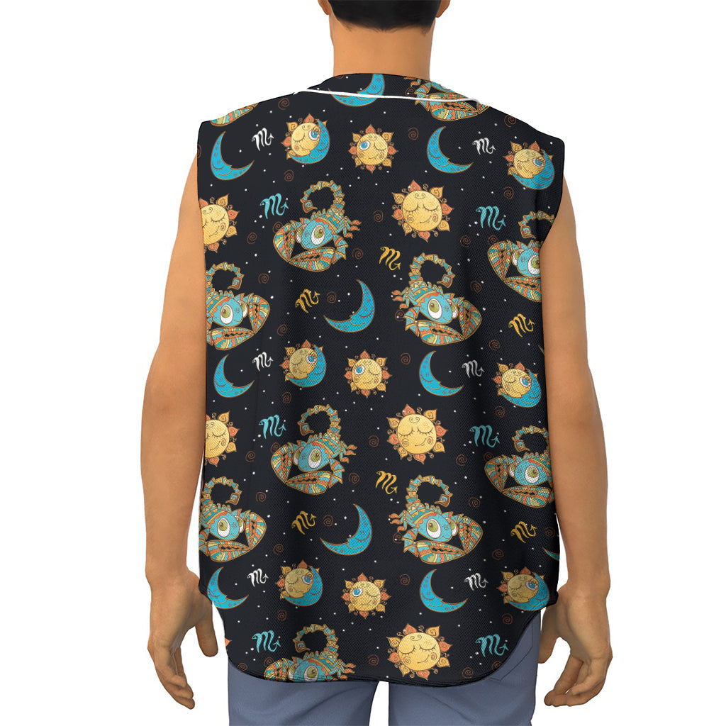 Cute Cartoon Scorpio Pattern Print Sleeveless Baseball Jersey