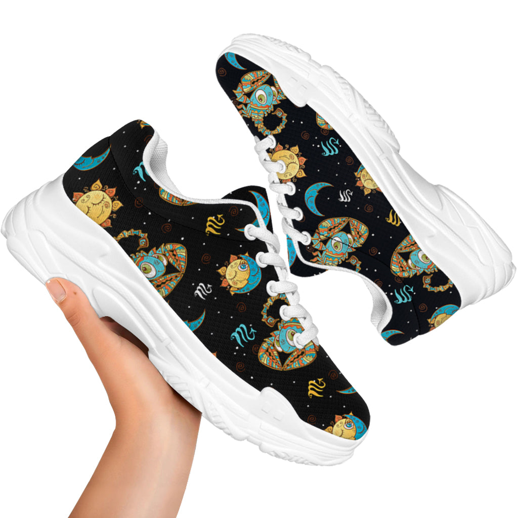 Cute Cartoon Scorpio Pattern Print White Chunky Shoes