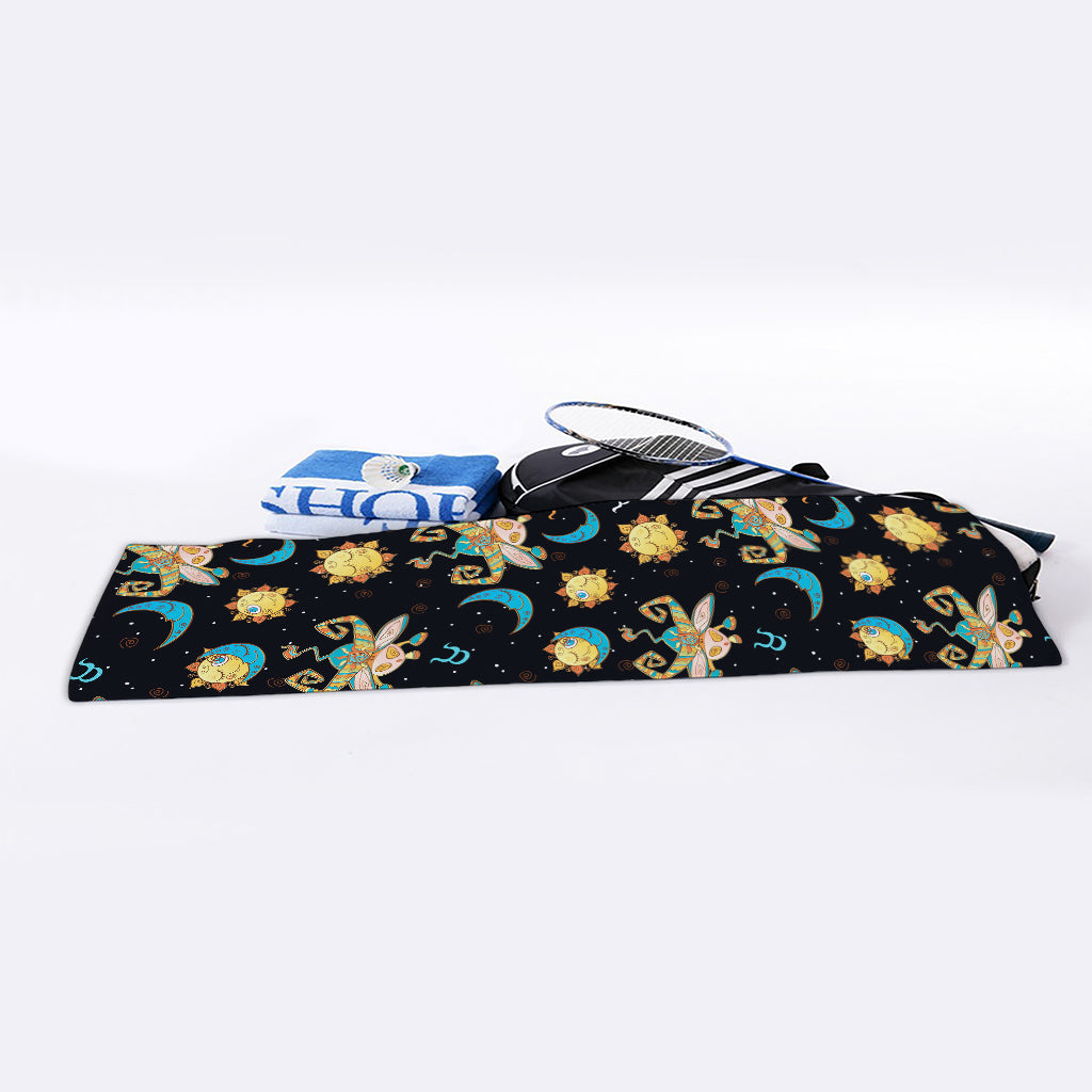 Cute Cartoon Taurus Pattern Print Sports Towel