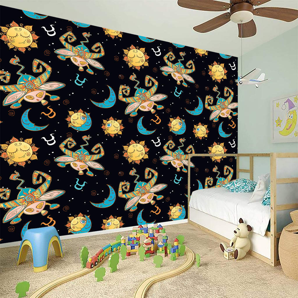 Cute Cartoon Taurus Pattern Print Wall Sticker
