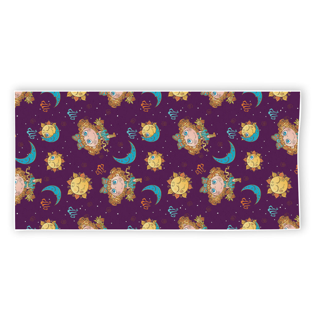 Cute Cartoon Virgo Pattern Print Beach Towel