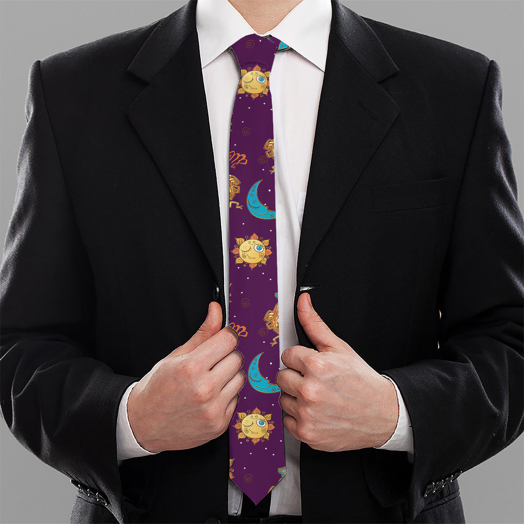 Cute Cartoon Virgo Pattern Print Necktie