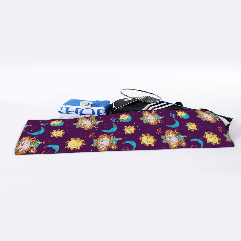 Cute Cartoon Virgo Pattern Print Sports Towel