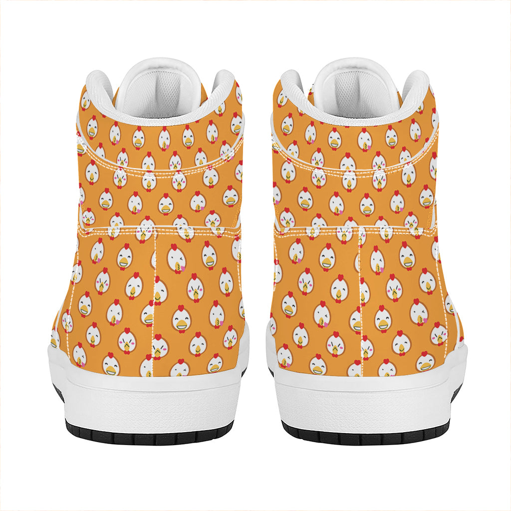 Cute Chicken Emoji Pattern Print High Top Leather Sneakers