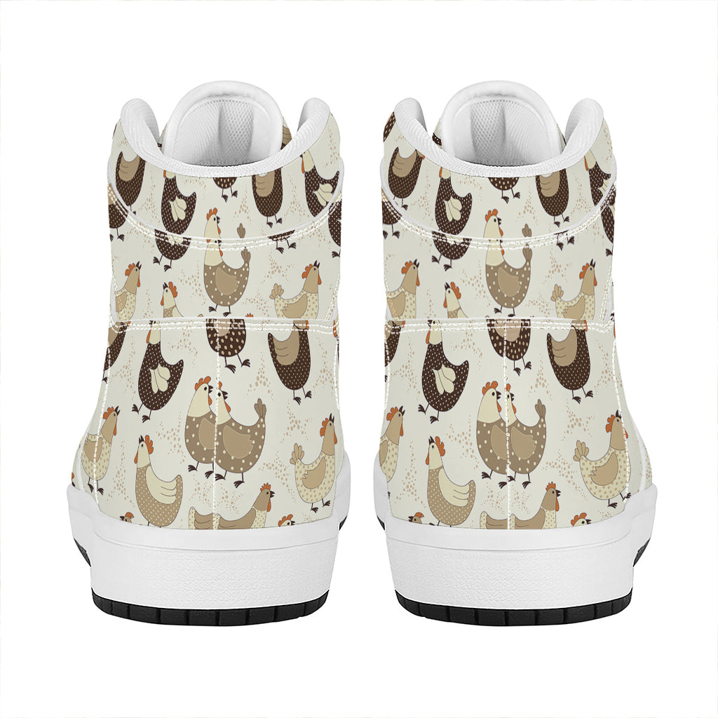 Cute Chicken Pattern Print High Top Leather Sneakers
