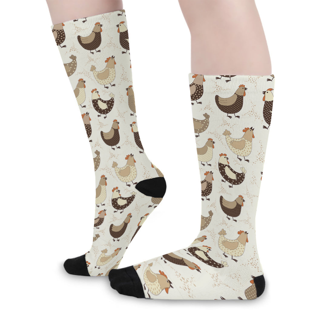 Cute Chicken Pattern Print Long Socks