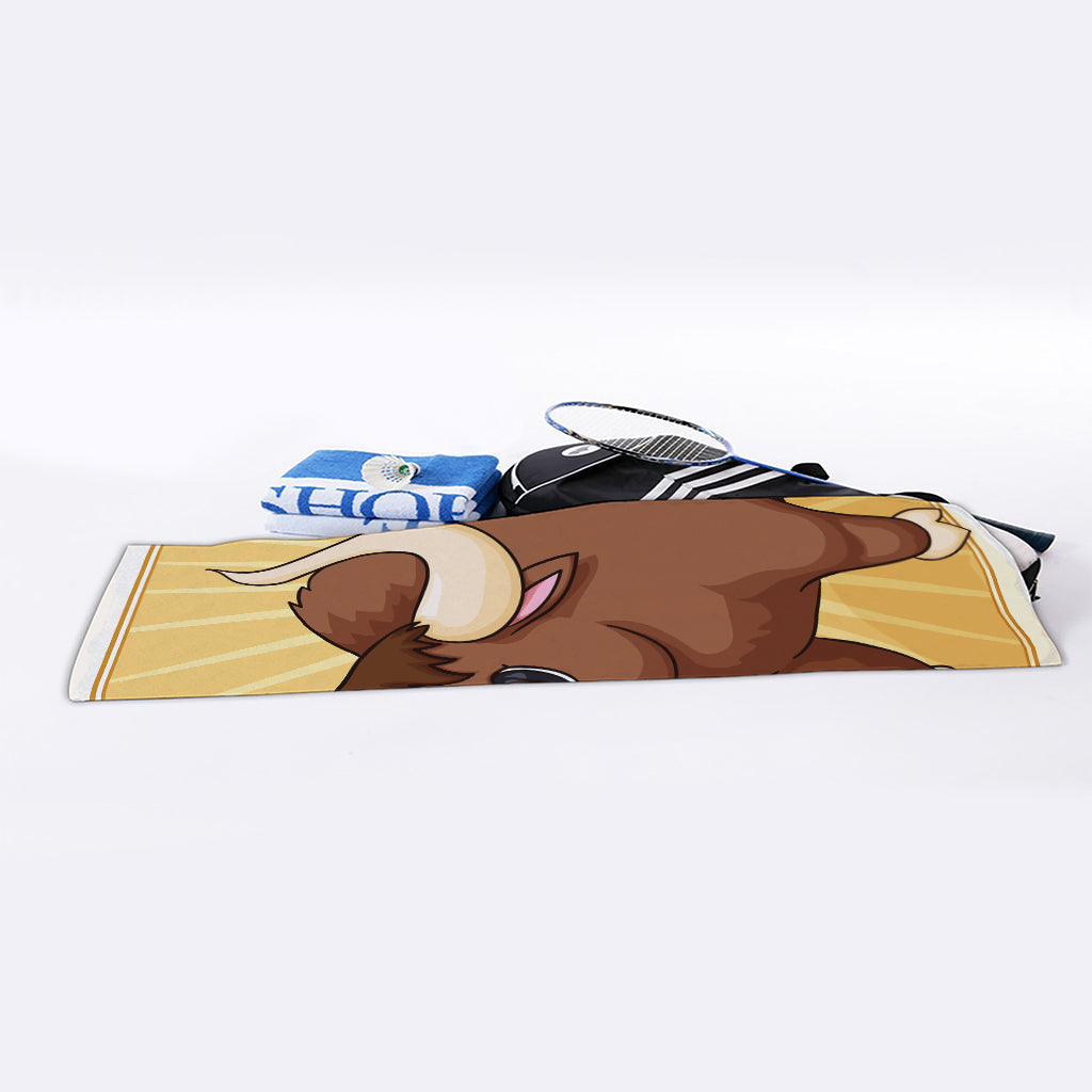 Cute Chinese Ox Zodiac Print Sports Towel