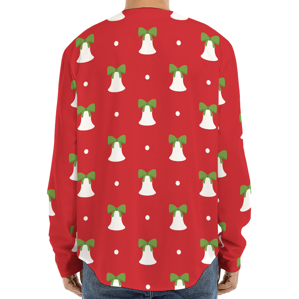 Cute Christmas Bell Pattern Print Long Sleeve Baseball Jersey