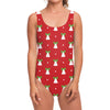 Cute Christmas Bell Pattern Print One Piece Swimsuit