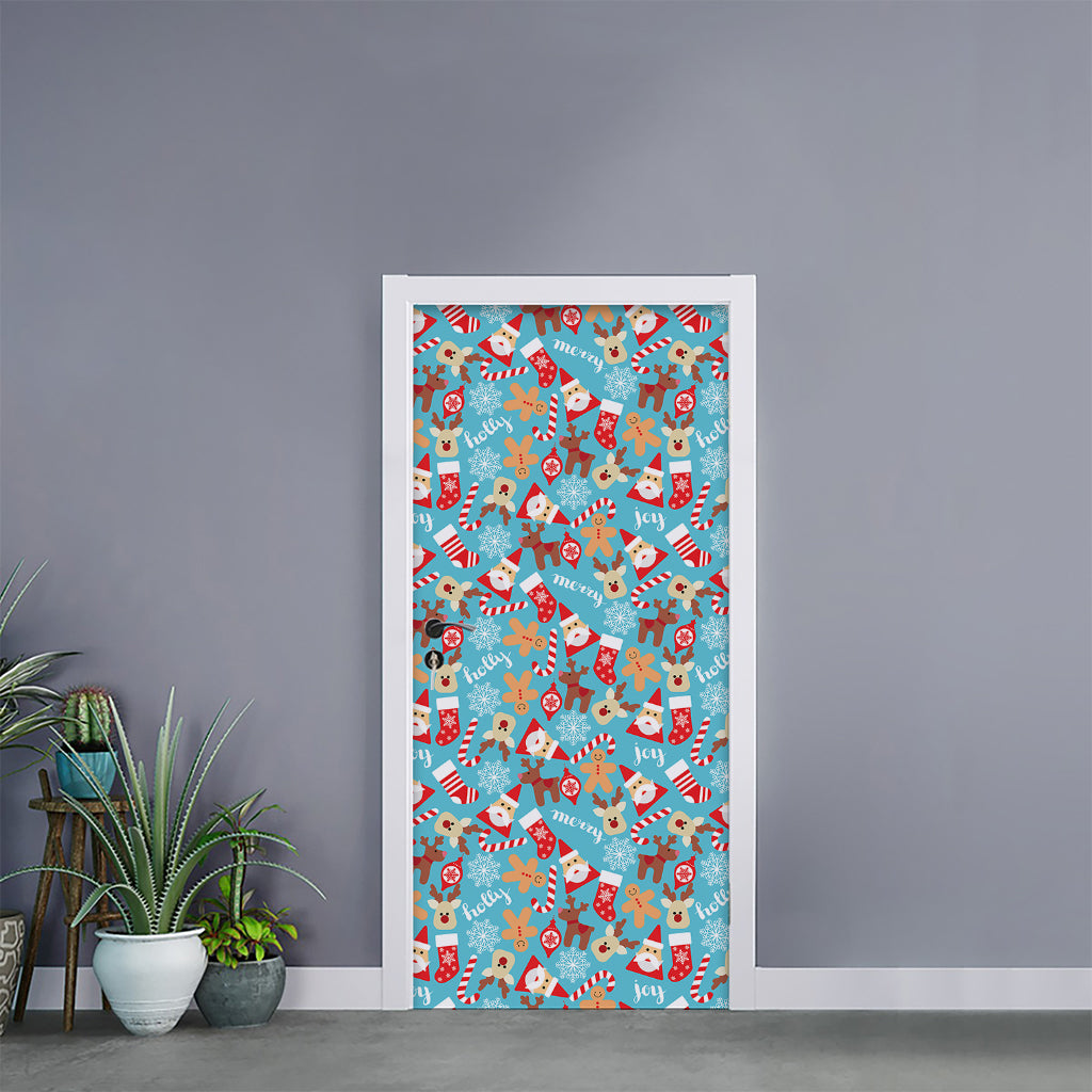 Cute Christmas Elements Pattern Print Door Sticker