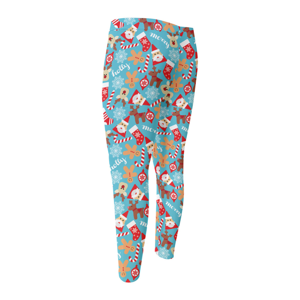 Cute Christmas Elements Pattern Print Men's Compression Pants