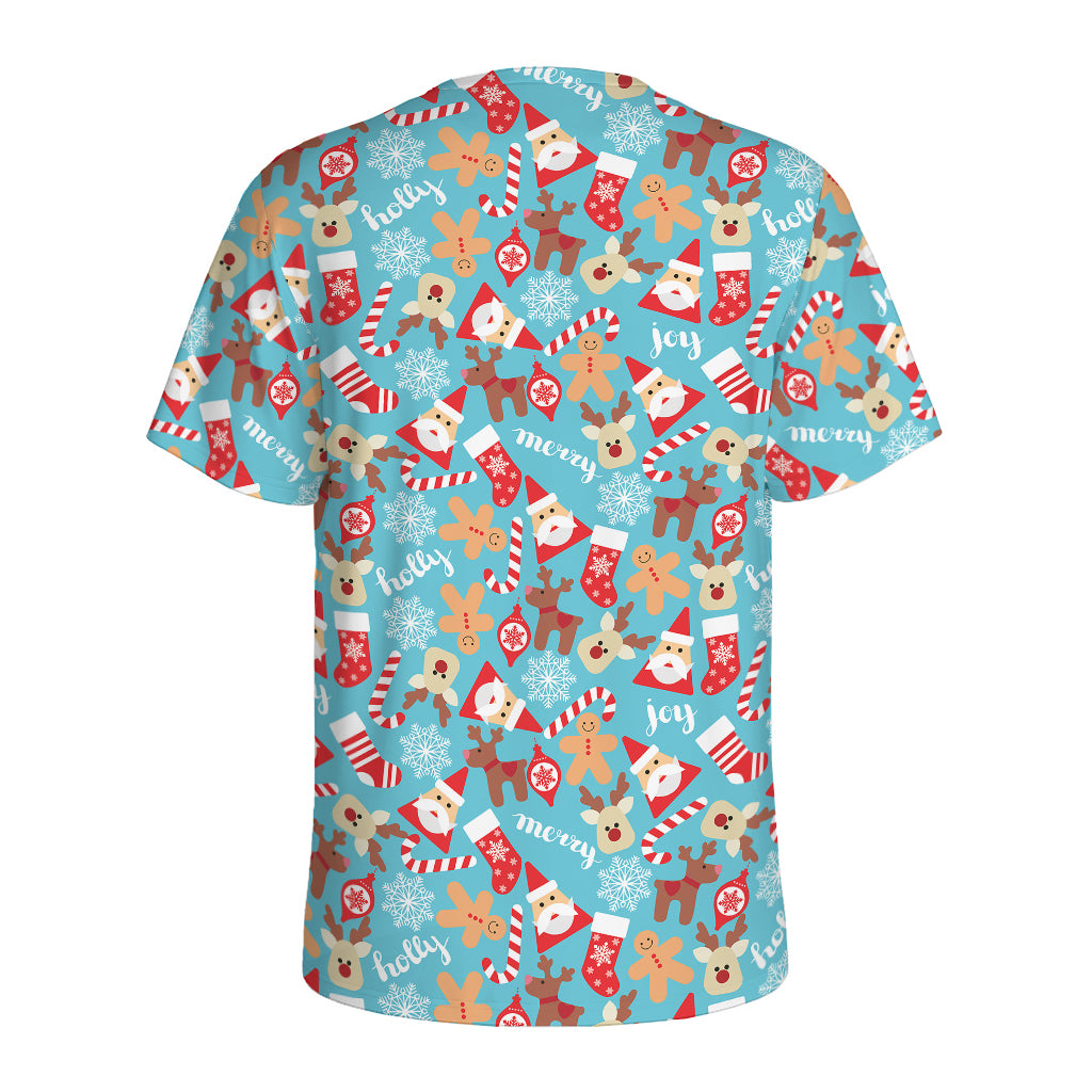 Cute Christmas Elements Pattern Print Men's Sports T-Shirt