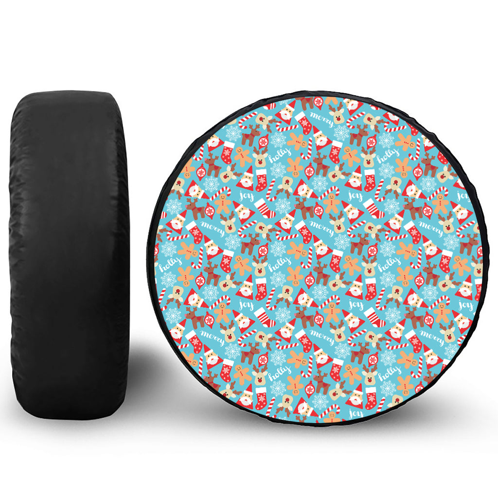 Cute Christmas Elements Pattern Print Tire Cover