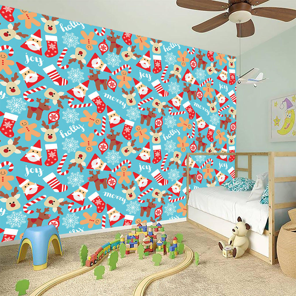 Cute Christmas Elements Pattern Print Wall Sticker