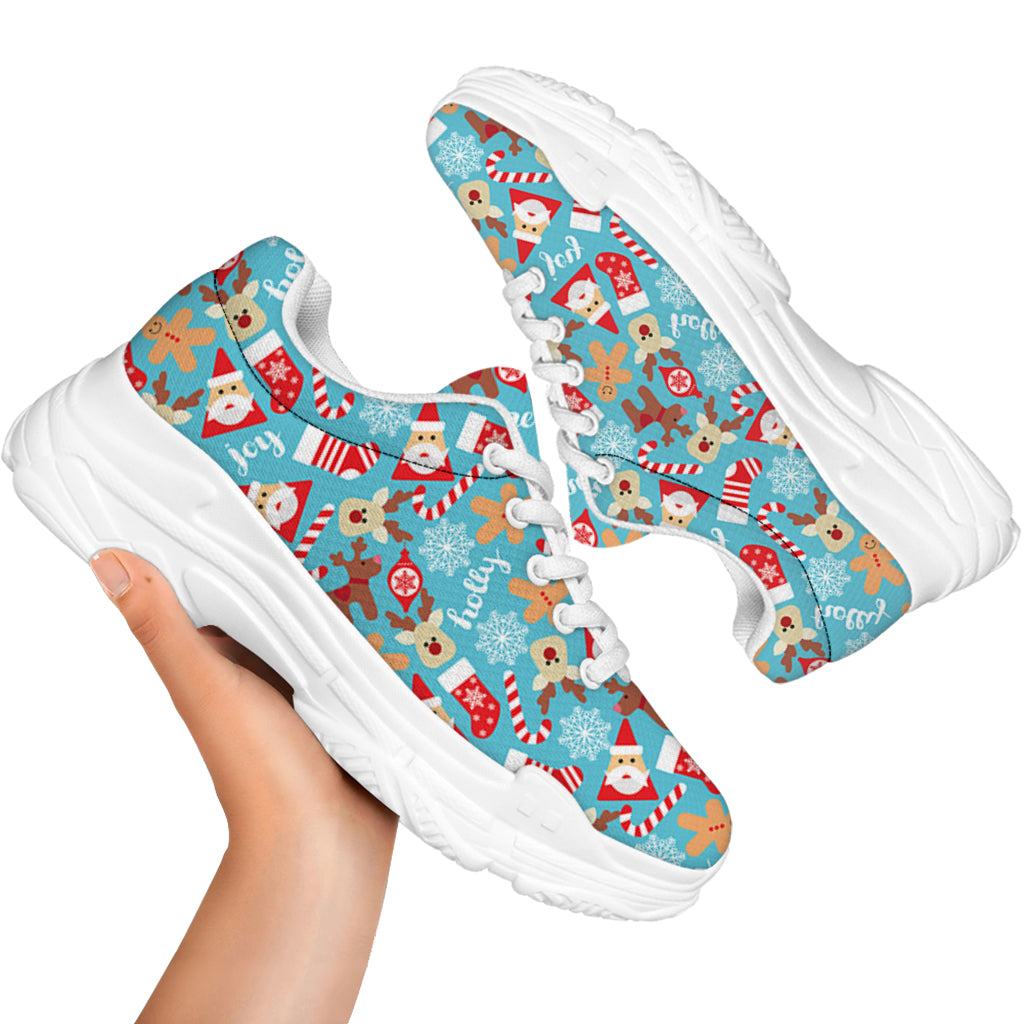 Cute Christmas Elements Pattern Print White Chunky Shoes