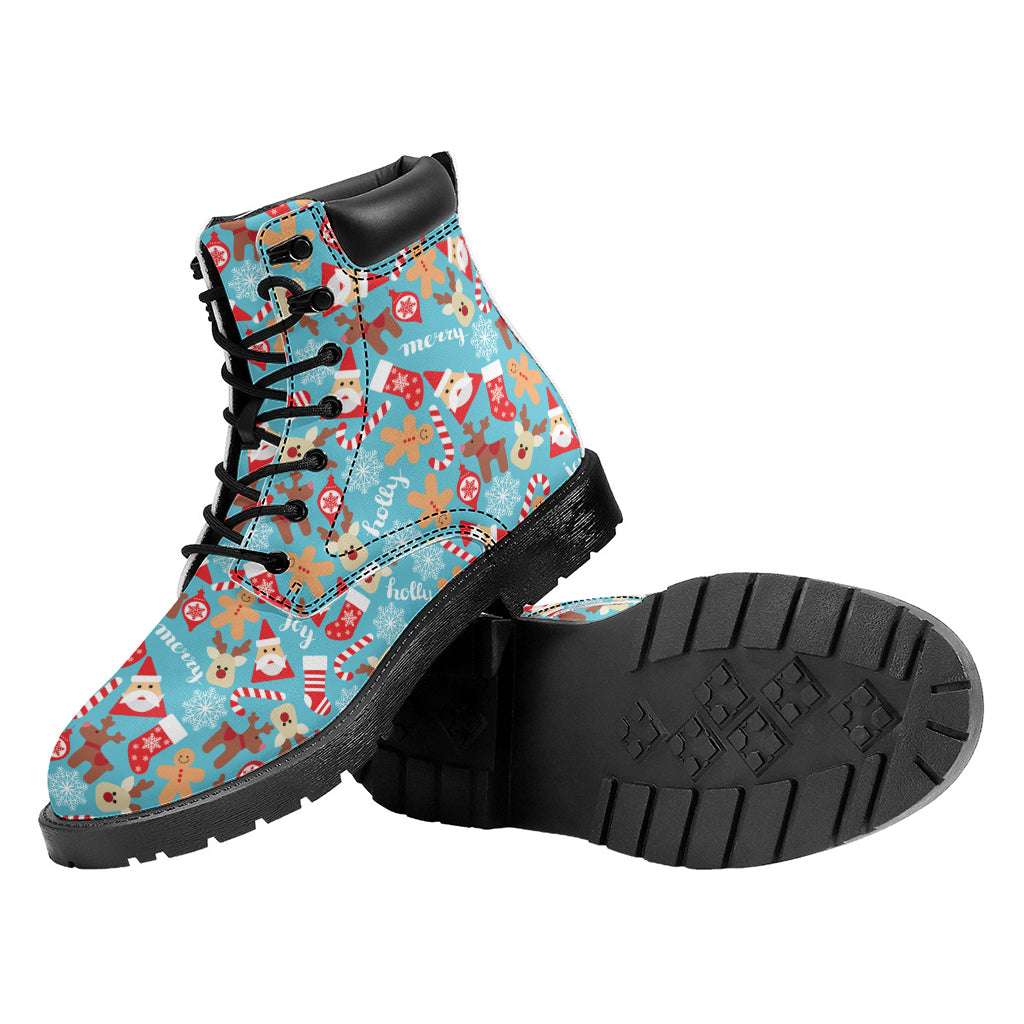 Cute Christmas Elements Pattern Print Work Boots