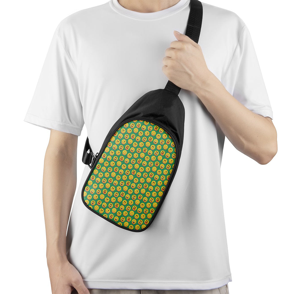 Cute Christmas Emoji Pattern Print Chest Bag