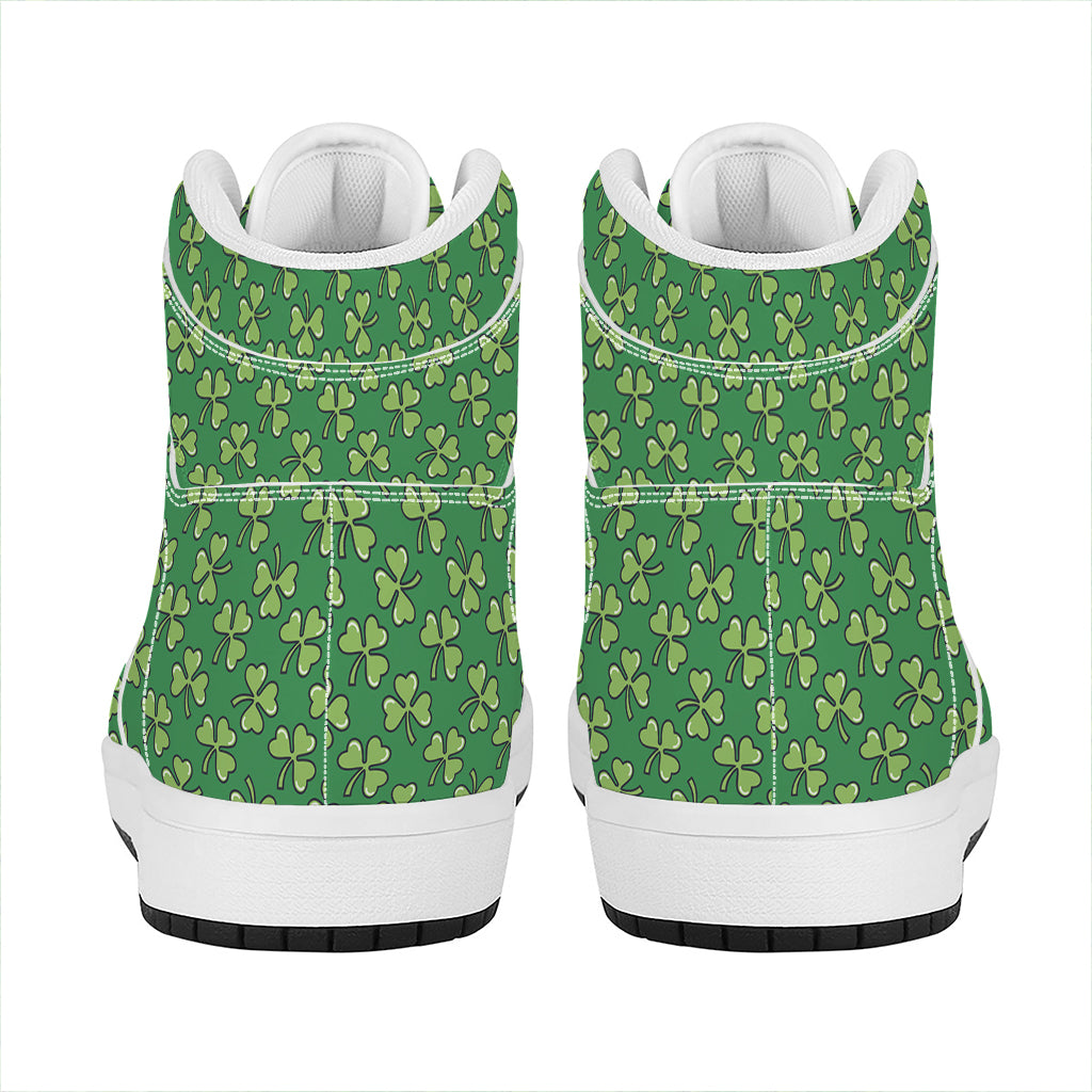 Cute Clover St. Patrick's Day Print High Top Leather Sneakers