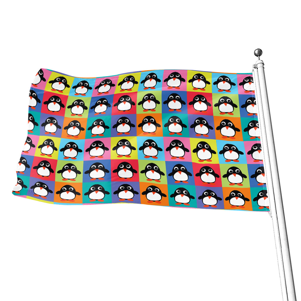 Cute Colorful Penguin Pattern Print Flag